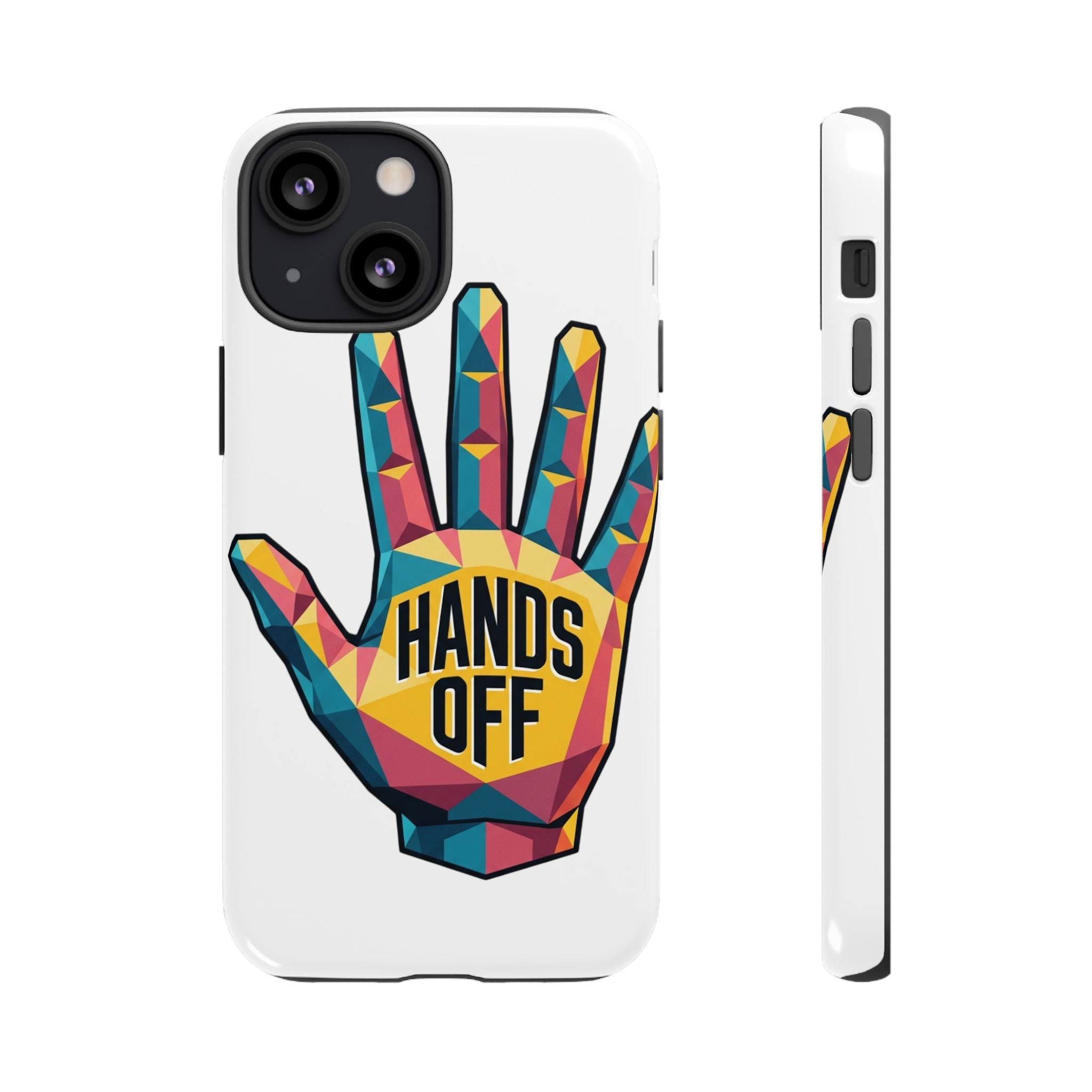 Hands Off Phone Case — Bold Geometric Palm Graphic