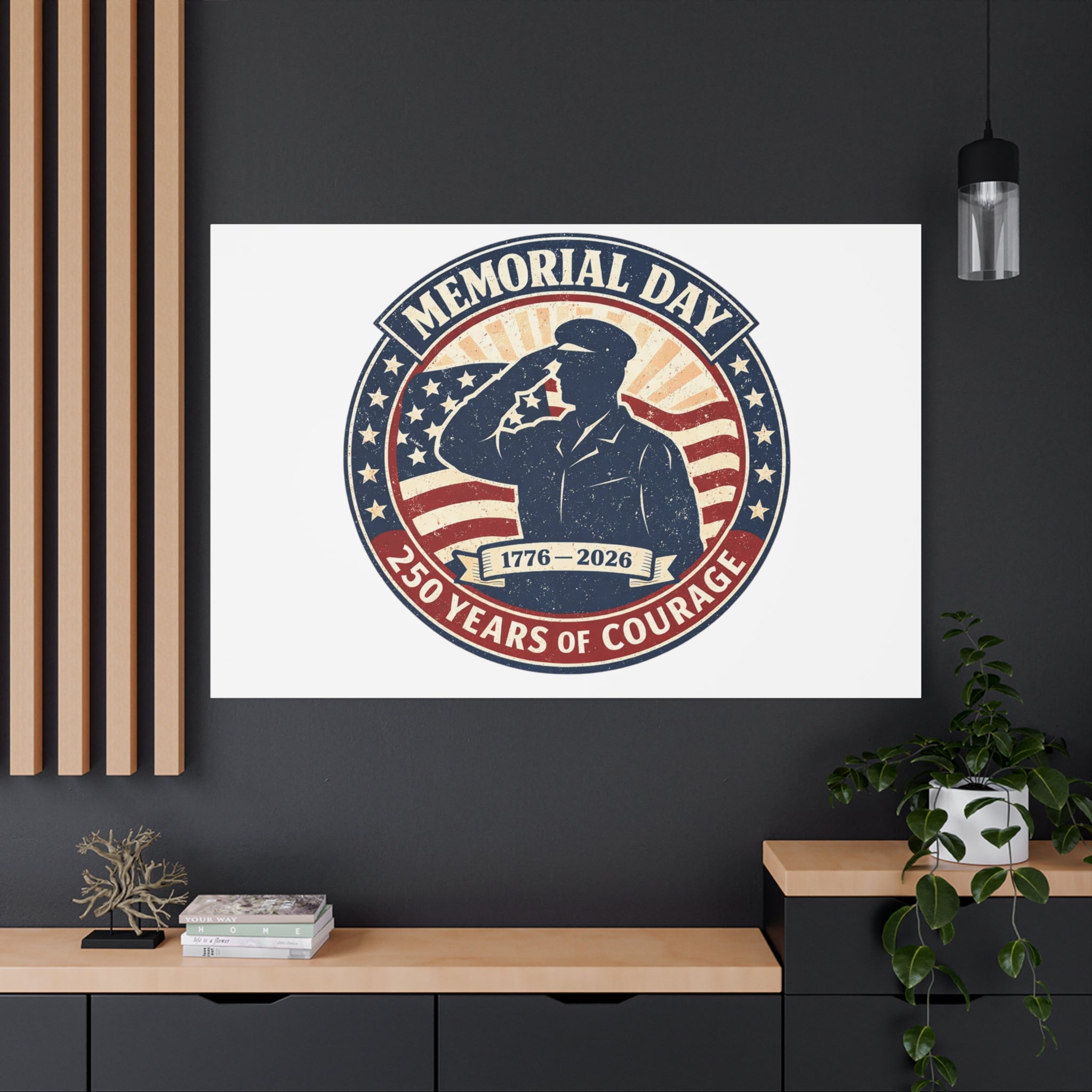 Memorial Day USA 250 Canvas, 1776–2026 Vintage Distressed Patriotic Print