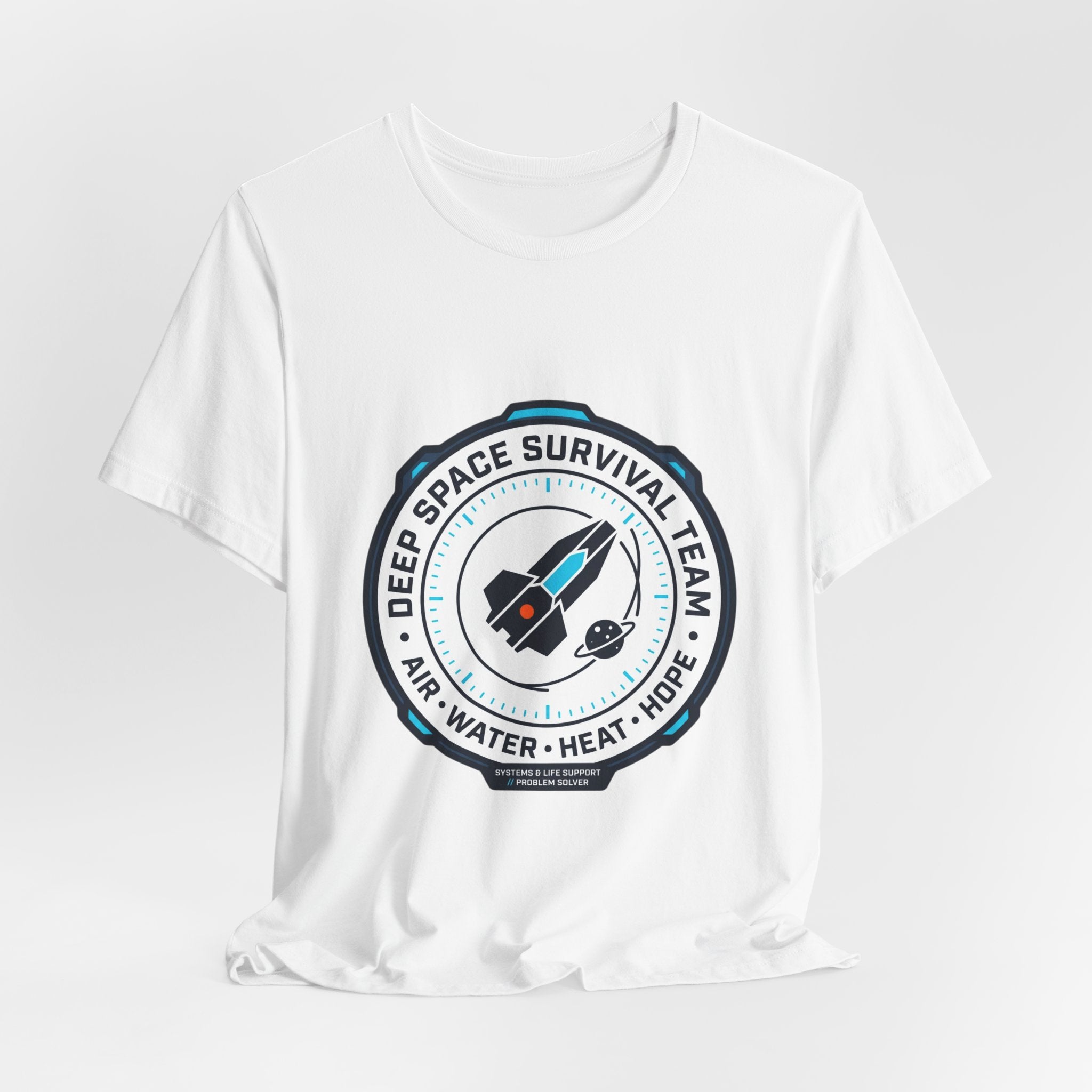 Deep Space Survival Team Tee | mission patch, hard sci‑fi exploration
