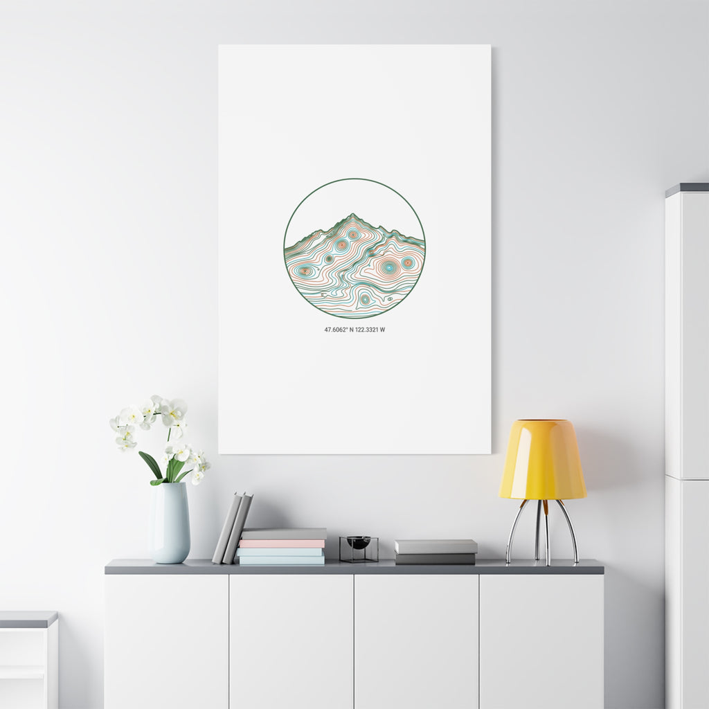 Topographic Contour Line Mountain Canvas, topographic map print | terrain poster