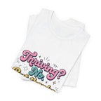 Thriving? No, But Thanks for Asking Tee | mental health humor, retro wavy text