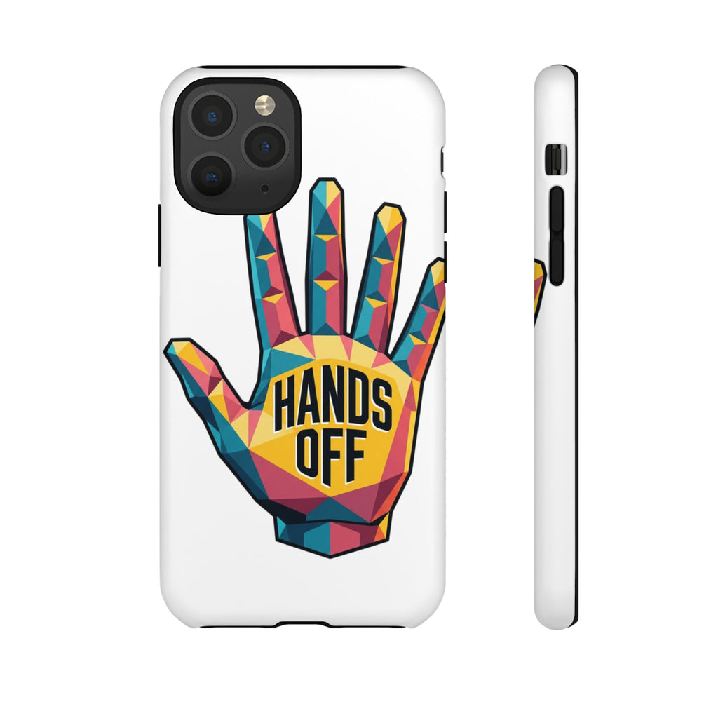Hands Off Phone Case — Bold Geometric Palm Graphic