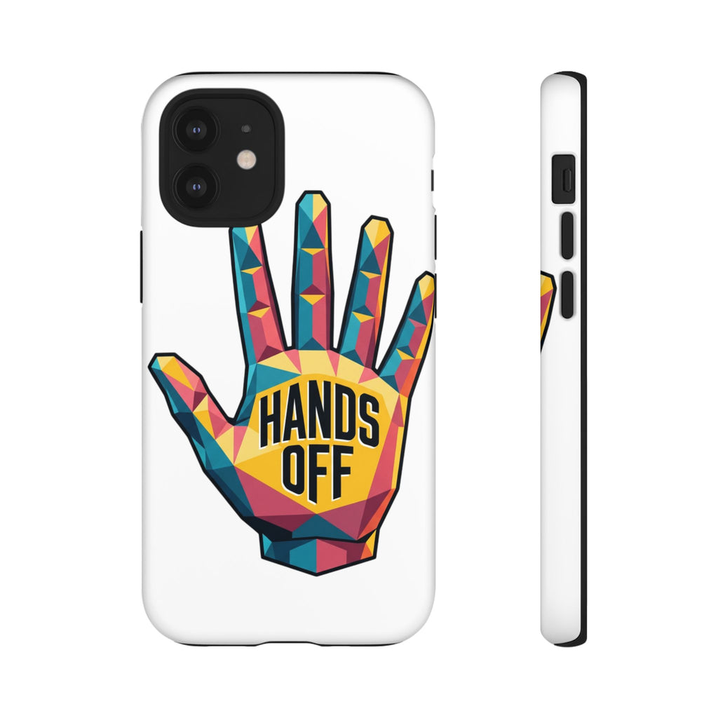 Hands Off Phone Case — Bold Geometric Palm Graphic