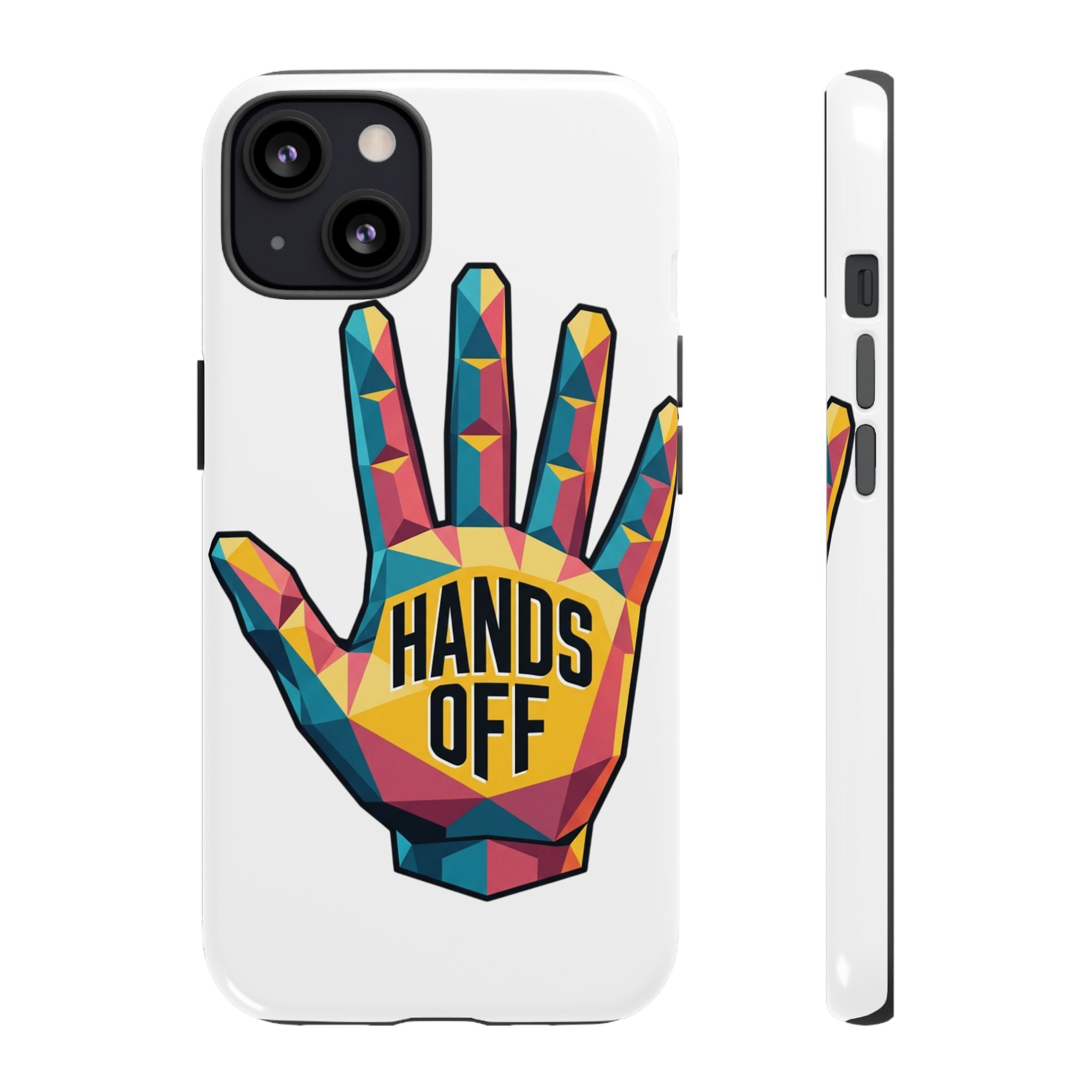 Hands Off Phone Case — Bold Geometric Palm Graphic