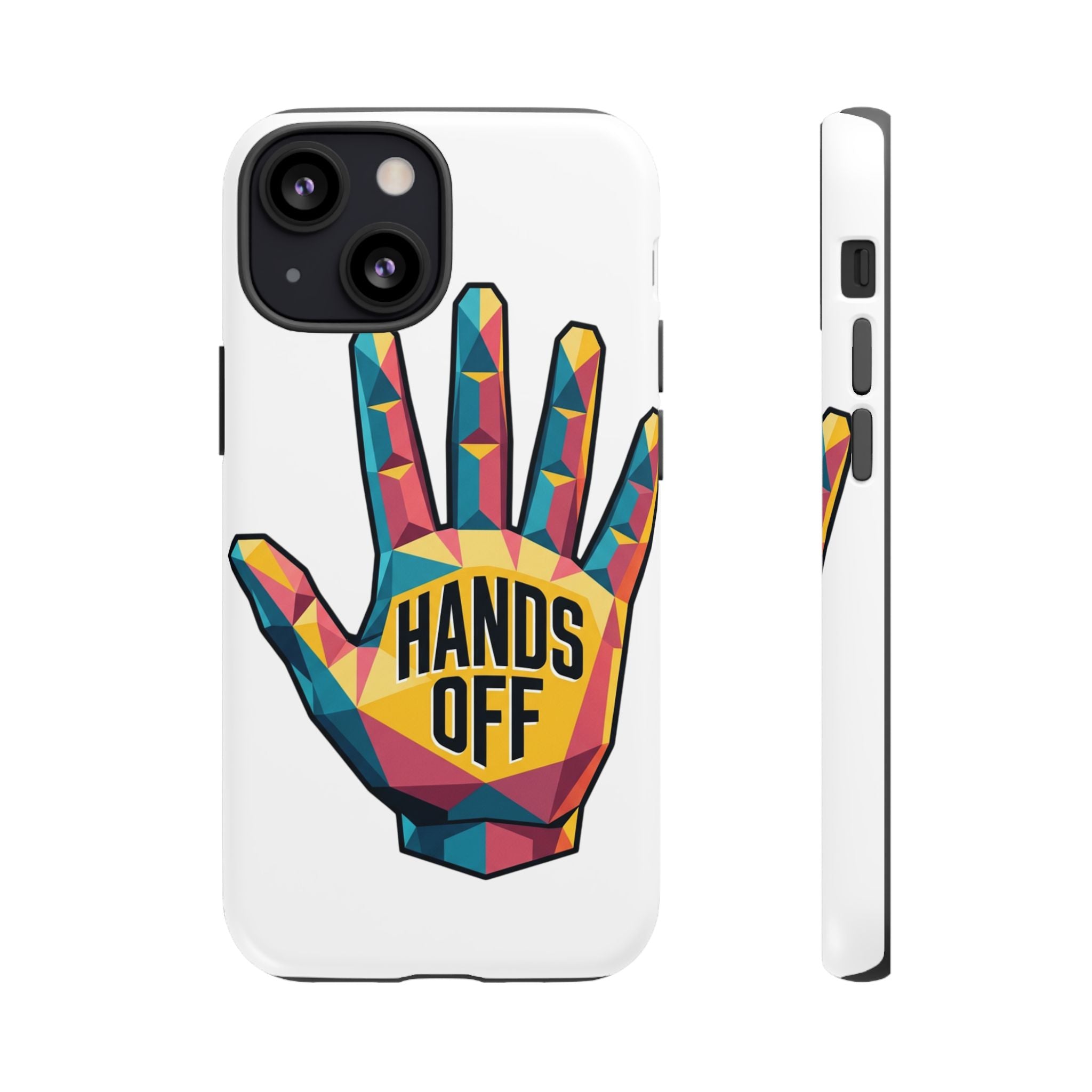 Hands Off Phone Case — Bold Geometric Palm Graphic