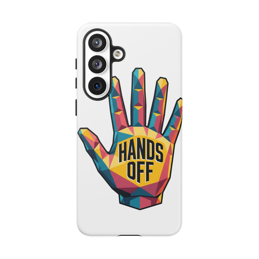 Hands Off Phone Case — Bold Geometric Palm Graphic